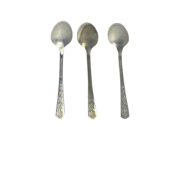 Set Of 3 Meridian Silver Plate Co. Dessert Teaspoon Spoon Vintage - Picture 6 of 15